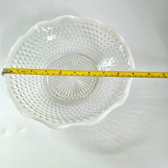 Vintage Anchor Hocking Moonstone Bowl Hobnail Opalescent Ruffled Edge 1940s - Picture 8 of 9